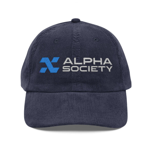 Alpha x Society Embroidered Vintage Corduroy Cap for Stylish Casual Wear